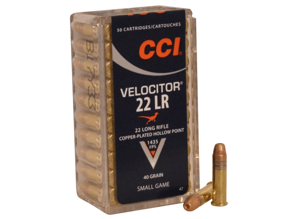CCI Velocitor Ammunition 22 Long Rifle 40 Grain Plated Lead Hollow Point