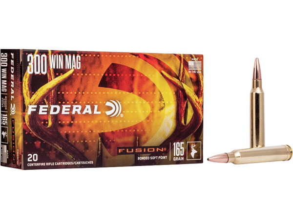 Federal Fusion Ammunition 300 Winchester Magnum 165 Grain Bonded Spitzer Boat Tail