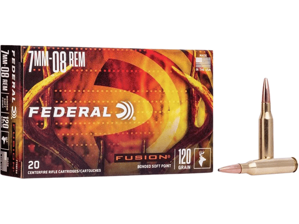 Federal Fusion Ammunition 7mm-08 Remington 120 Grain Bonded Spitzer Boat Tail Box of 20