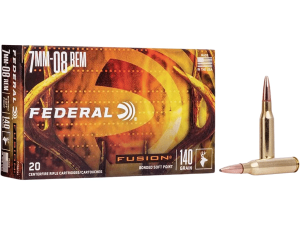 Federal Fusion Ammunition 7mm-08 Remington 140 Grain Bonded Spitzer Boat Tail Box of 20