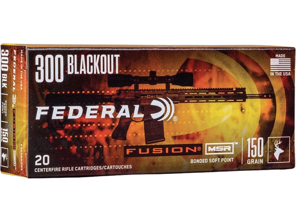 Federal Fusion MSR Ammunition 300 AAC Blackout 150 Grain Bonded Spitzer Boat Tail