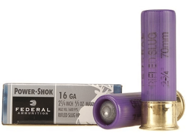 Federal Power-Shok Ammunition 16 Gauge 2-3/4" 4/5 oz Hollow Point Rifled Slug