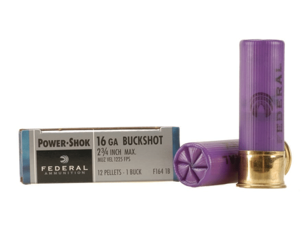 Federal Power-Shok Ammunition 16 Gauge 2-3/4" Buffered #1 Buckshot 12 Pellets