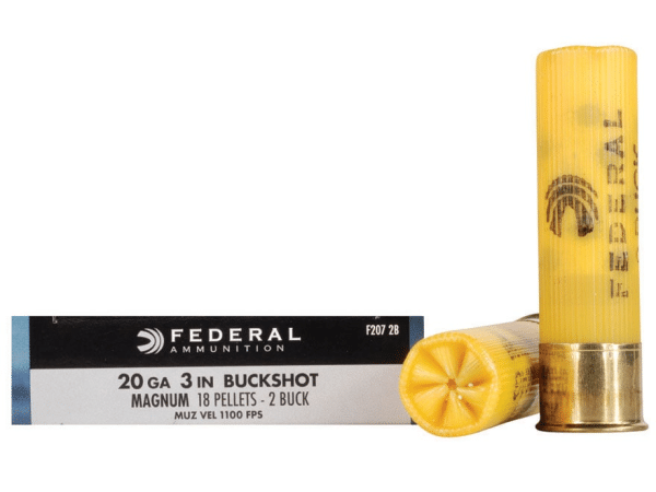 Federal Power-Shok Ammunition 20 Gauge 3" Buffered #2 Buckshot 18 Pellets