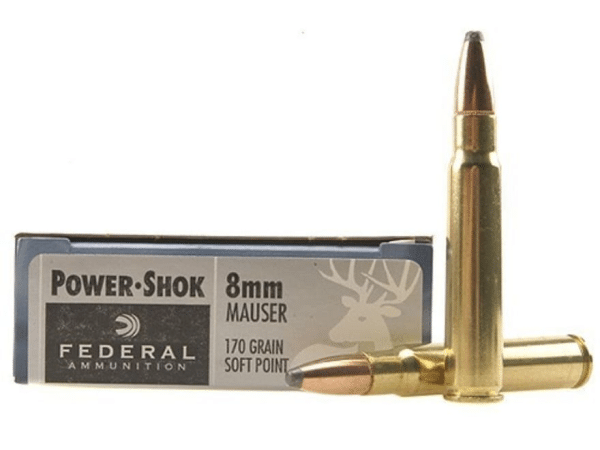 Federal Power-Shok Ammunition 8x57mm JS Mauser (8mm Mauser) 170 Grain Soft Point Box of 20