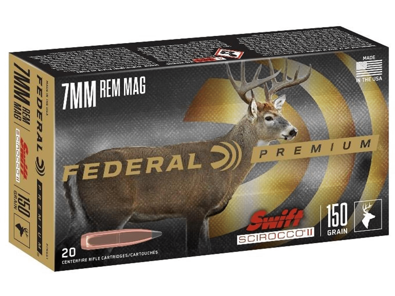 Federal Premium Ammunition 7mm Remington Magnum 150 Grain Swift Scirocco II Federal Premium Ammunition 7mm Remington Magnum 150 Grain Swift Scirocco II