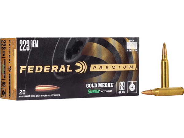 Buy Federal Premium Gold Medal Ammunition 223 Remington 69 Grain Sierra MatchKing Hollow Point Boat Tail Box of 20 Online