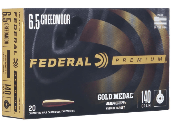 Federal Premium Gold Medal Berger Ammunition 6.5 Creedmoor 140 Grain Hollow Point Boat Tail