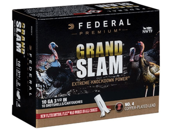 Federal Premium Grand Slam Turkey Ammunition 10 Gauge 3-1/2" 2 oz Buffered Copper Plated Shot Flightcontrol Flex Wad