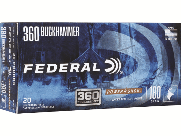 Federal Premium Power-Shok Ammunition 360 Buckhammer 180 Grain Jacketed Soft Point