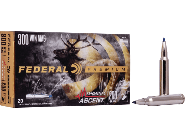 Federal Premium Terminal Ascent Ammunition 300 Winchester Magnum 200 Grain Polymer Tip Bonded Boat Tail
