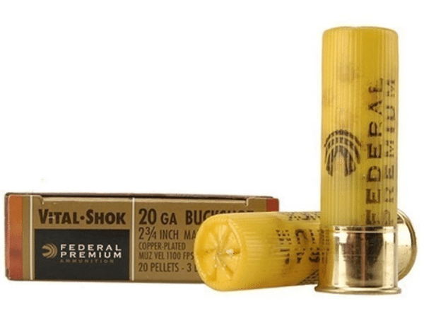 Federal Premium Vital-Shok Ammunition 20 Gauge 2-3/4" Buffered #3 Copper Plated Buckshot 20 Pellets