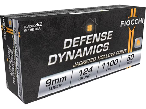 Buy Fiocchi Defense Dynamics Ammunition 9mm Luger 124 Grain Jacketed Hollow Point Box of 50 Online