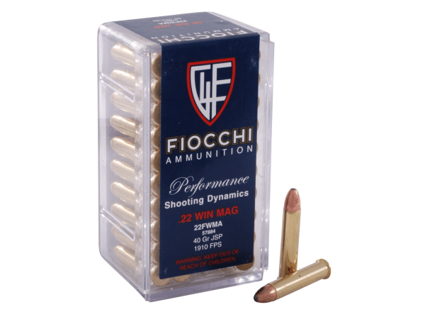 Fiocchi Field Dynamics Ammunition 22 Winchester Magnum Rimfire (WMR) 40 Grain Jacketed Soft Point