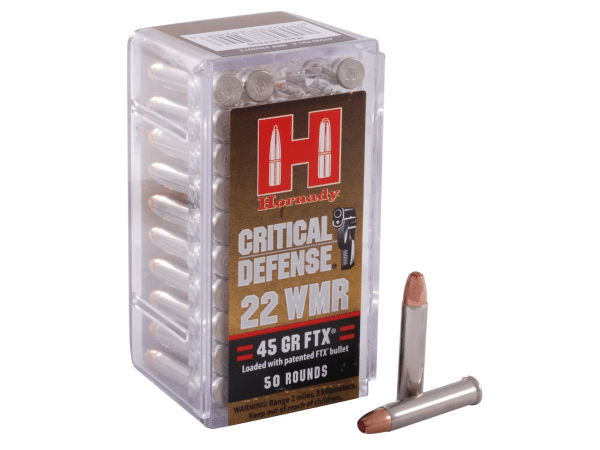 Hornady Critical Defense Ammunition 22 Winchester Magnum Rimfire (WMR) 45 Grain FTX Box of 50