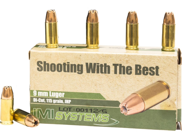 Buy IMI Ammunition 9mm Luger 115 Grain Di-Cut Jacketed Hollow Point (JHP) Online