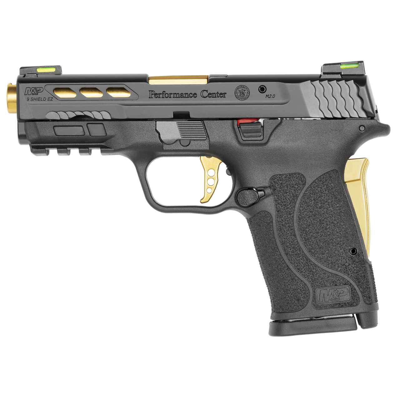 PERFORMANCE CENTER® M&P®9 SHIELD EZ® GOLD PORTED BARREL NO THUMB SAFETY Buy Smith & Wesson Performance Center M&P 9 Shield EZ Gold Ported Barrel No Thumb Safety Pistol Online