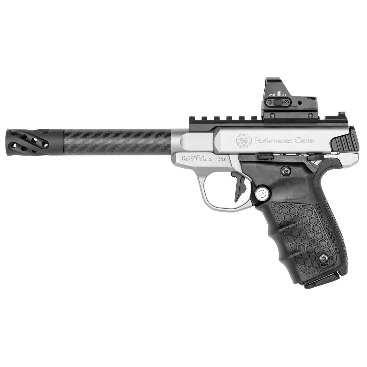 PERFORMANCE CENTER® SW22 VICTORY® TARGET MODEL 6 CARBON FIBER TARGET BARREL RED DOT SIGHT Buy Smith & Wesson Performance Center SW22 Victory Target Model 6 Carbon Fiber Target Barrel Red Dot Sight Pistol Online