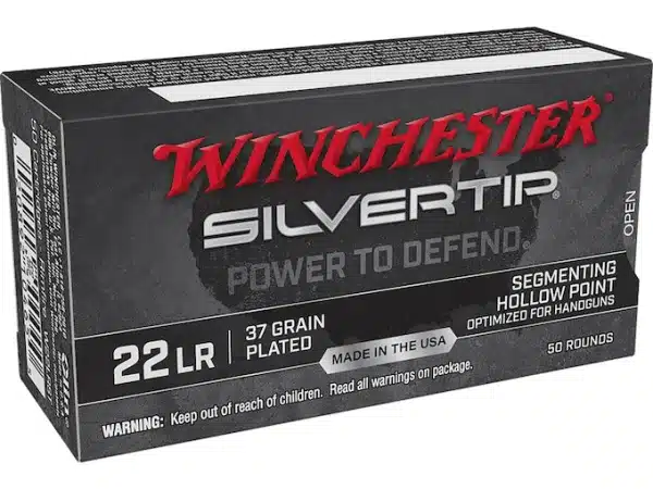 Winchester Silvertip Defense Ammunition 22 Long Rifle 37 Grain Segmenting Hollow Point