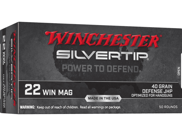 Winchester Silvertip Defense Ammunition 22 Winchester Magnum Rimfire (WMR) 40 Grain Jacketed Hollow Point