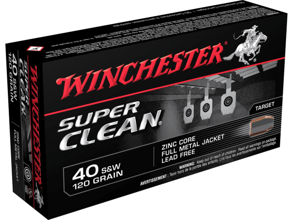 Winchester Super Clean NT Ammunition 40 S&W 120 Grain Full Metal Jacket Lead-Free