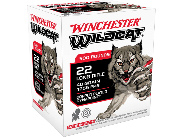 Winchester Wildcat Dynapoint Ammunition 22 Long Rifle 40 Grain Plated Hollow Point