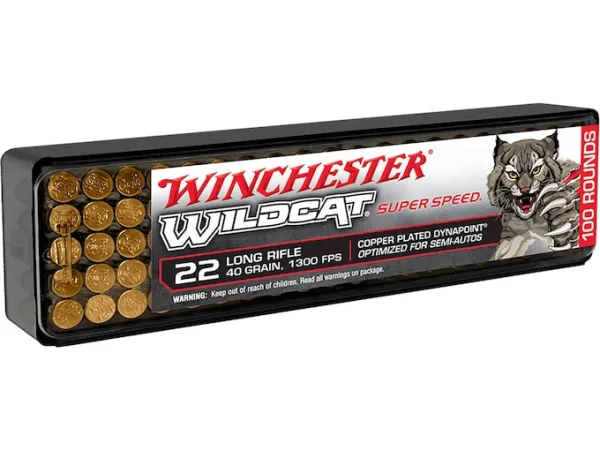 Winchester Wildcat Super Speed Ammunition 22 Long Rifle 40 Grain Plated Hollow Point