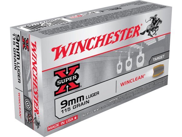 Winchester WinClean Ammunition 9mm Luger 115 Grain Brass Enclosed Base